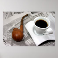 Café, jornal e um cano