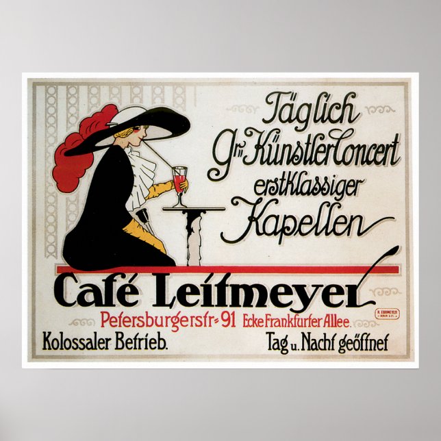 Pôster Café Leitmeyer Vintage Cafe Drink Ad Art (Frente)