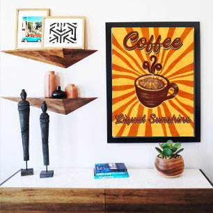 Poster Café Luminoso Líquido, Poster, Café De Vintagem