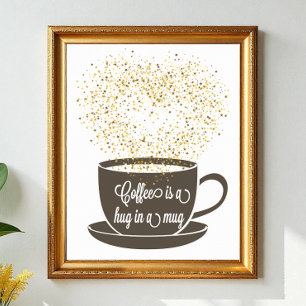 Poster Café, Mug, Citação, Arte, Humor Branco