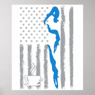 Poster café natação- Bandeira americana vintage dos EUA p