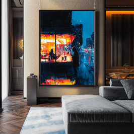 Poster Café Noturno Expressionista – Arte Urbana Noir Ous