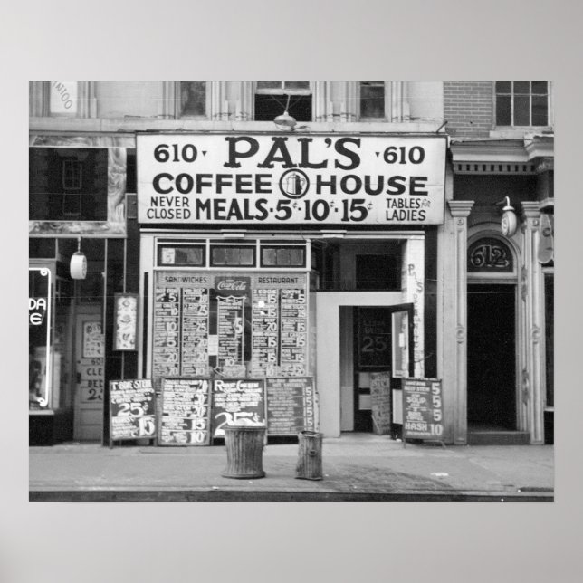 Pôster Café Pal's, 1939. Foto Antiga (Frente)