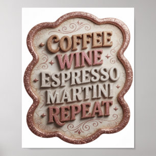 Poster Café Rosa Intenso VINHO ESPRESSO MARTINI REPITA