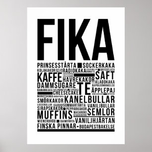 Poster Café sueco da Fika Typografia