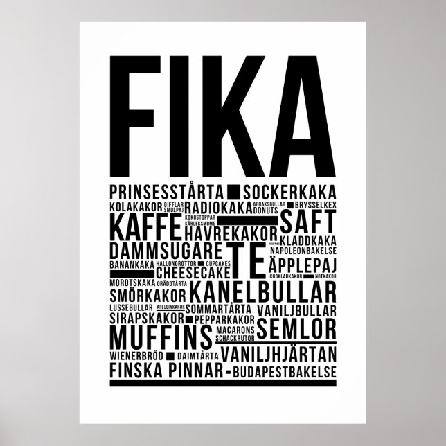 Poster Café sueco da Fika Typografia (Frente)