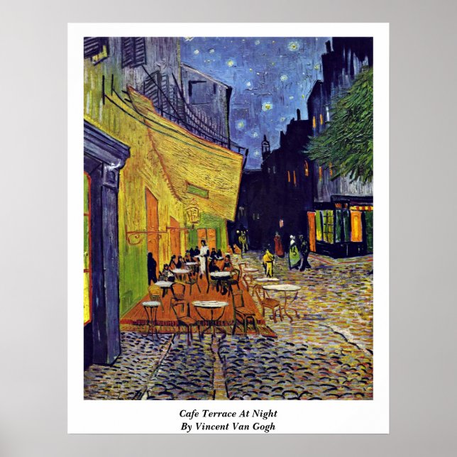 Pôster Café Terrace À Noite Por Vincent Van Gogh (Frente)