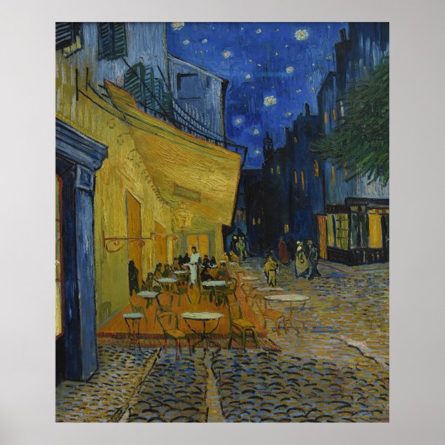 Poster Café Terrace à noite por Vincent van Gogh (Frente)