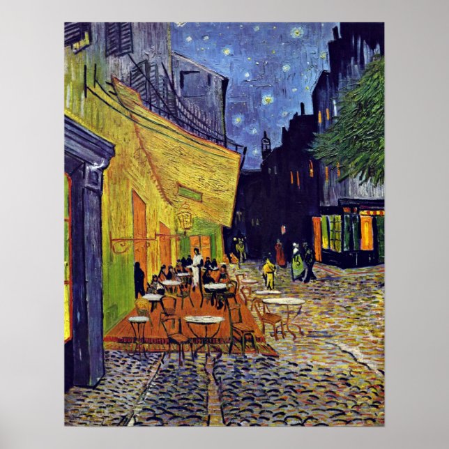 Pôster Café Terrace à noite por Vincent Willem van Gogh (Frente)