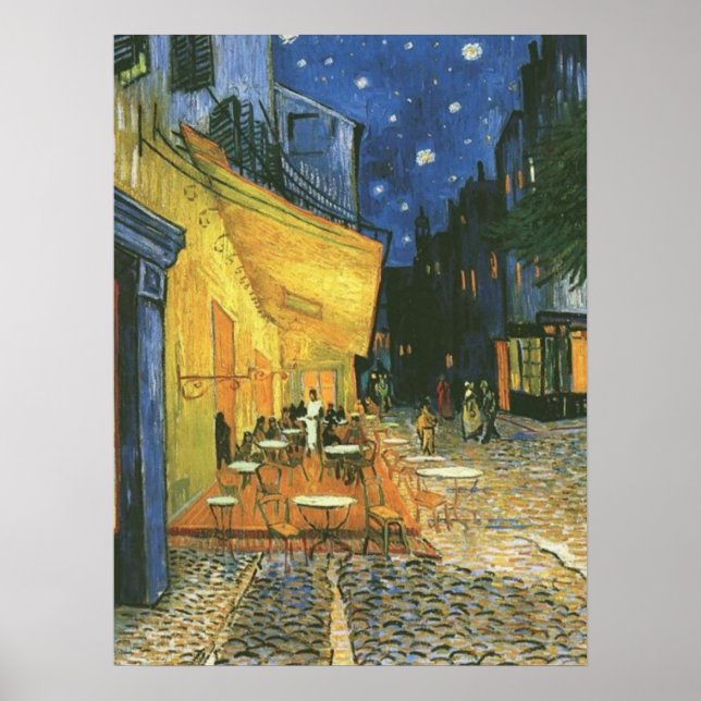 Pôster Café Terrace por van Gogh Poste-impressionista Pos (Frente)