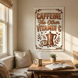 Poster Cafeína O Outro Vitamin C Café Vintage