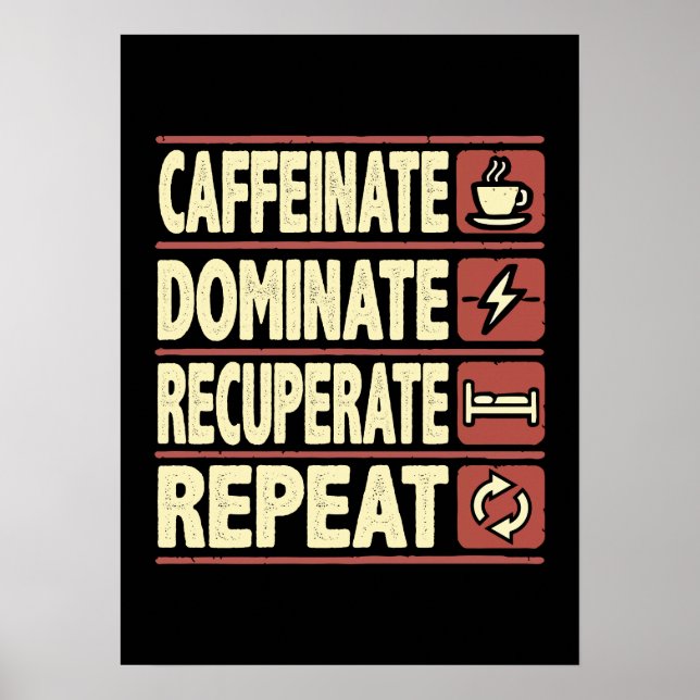 Poster Cafeinato, Dominado, Recuperado, Repito - Sucesso (Frente)