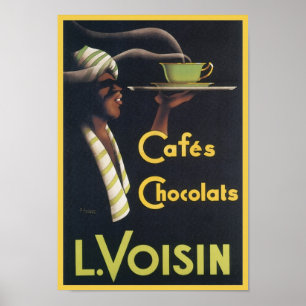 Pôster Cafés Chocolats L. Anúncio Voisin Vintage