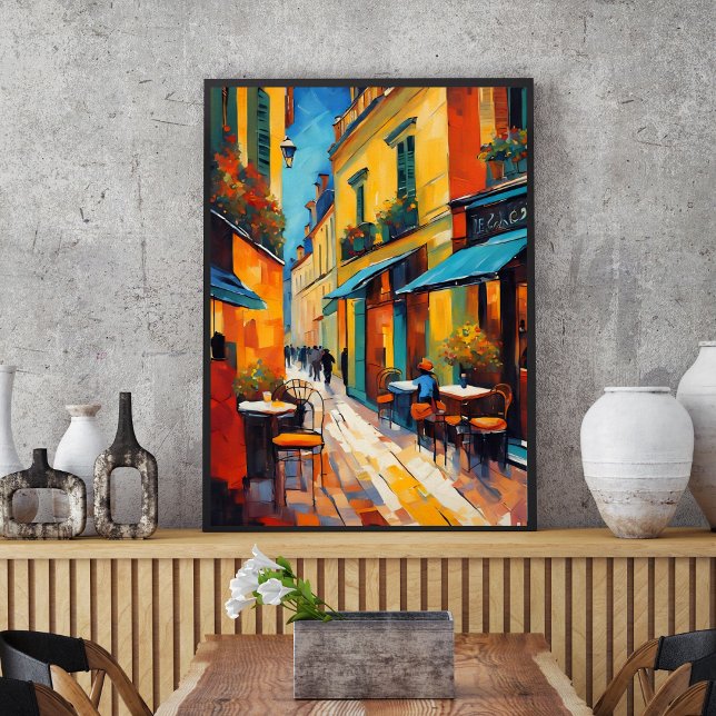 Poster Cafés Coloridos e Calçada de Pedra (Criador carregado)
