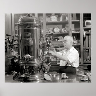 Pôster Cafetaria do café, 1942. Foto do vintage