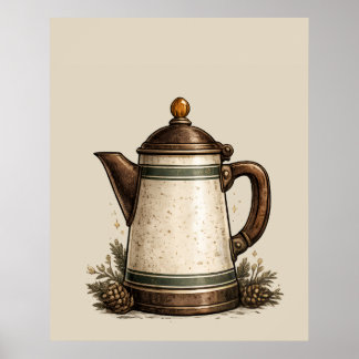 Poster Cafeteira de Esmalte Vintage