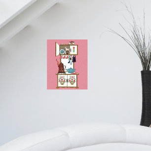 Pôster Cafeteira de Fogão de Cozinha Vintage Antigo Retro