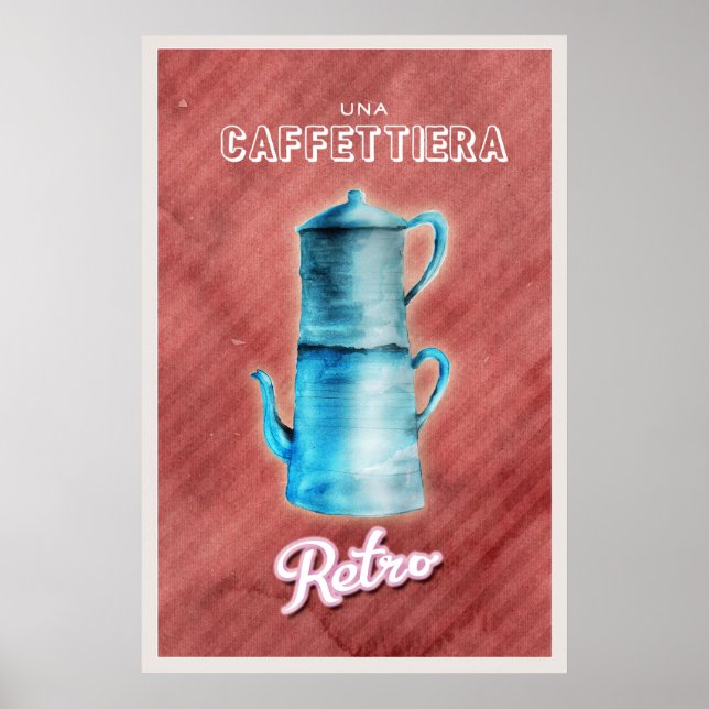 Poster Cafeteira Vintage Azul (Frente)