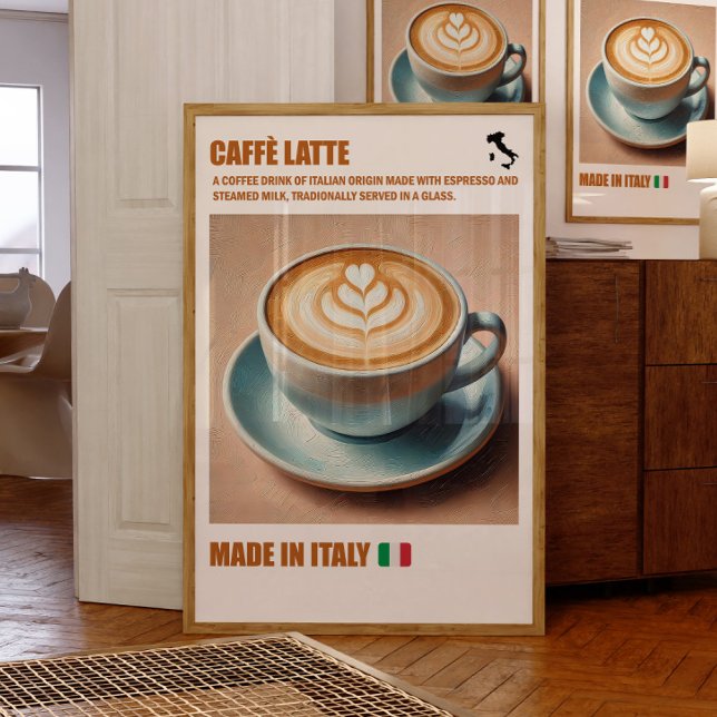 Poster "Caffè Latte Impressão, Espresso Beber Muro (Coffee Latte)