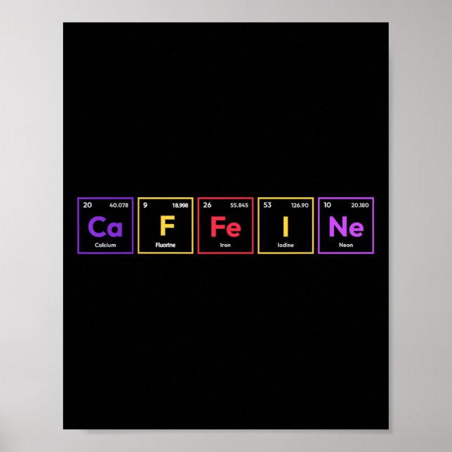 Poster Caffeine Molecule Café Químico de Fórmula Química (Frente)