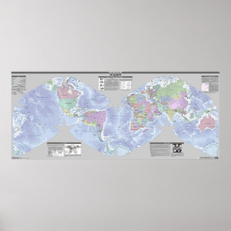 Pôster Cahill-Keyes Mapa Político Mundial