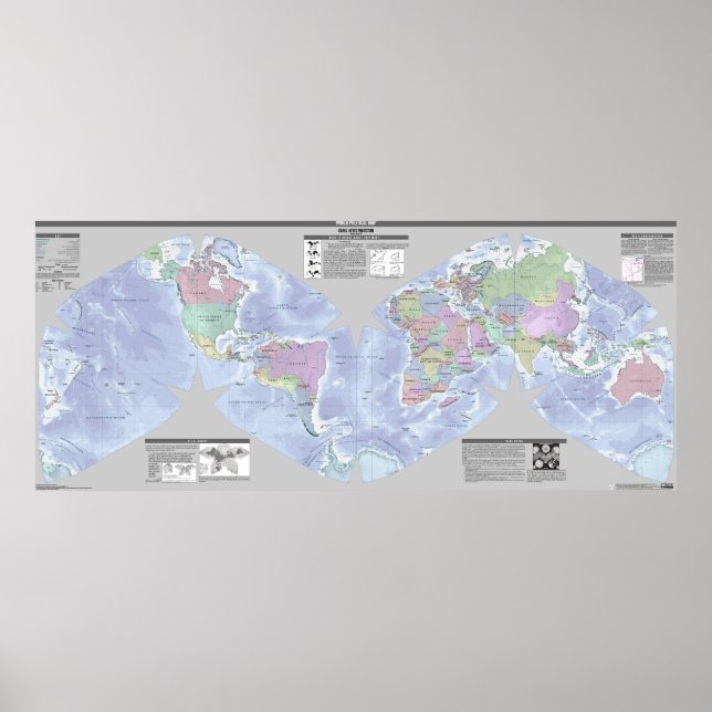 Pôster Cahill-Keyes Mapa Político Mundial (Frente)