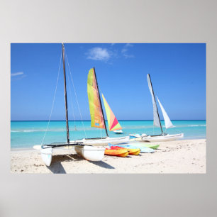 Poster Caiaque, catamarãs e praia cubana de Kayaks 