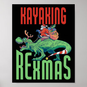 Poster Caiaque Rexmas T-rex Dinossauro Natal Férias K