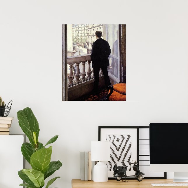 Poster Caillebotte - Jovem à sua Janela (Escritório em casa)