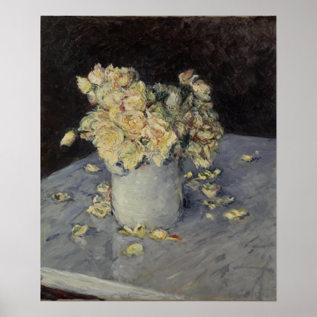 Poster Caillebotte - Rosas Amarelas em um Vaso 1882 (Frente)