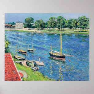 Poster Caillebotte - Seine at Argenteuil, Boats at anchor