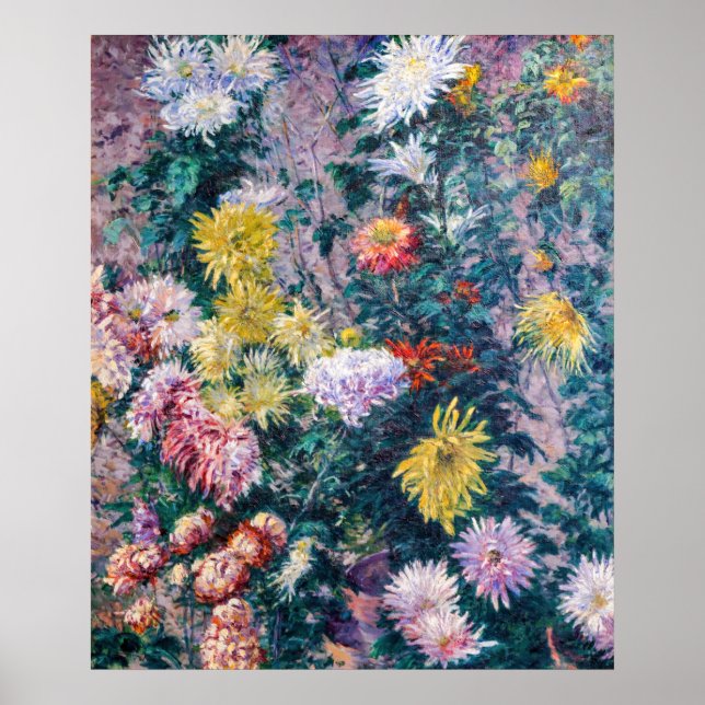 Poster Caillebotte - White and Yellow Chrysanthemums (Frente)