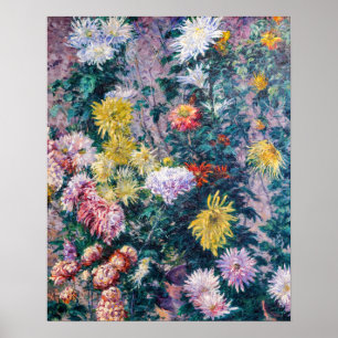 Poster Caillebotte - White and Yellow Chrysanthemums