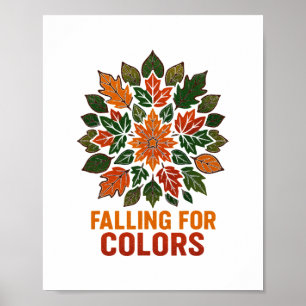 Poster Cair Por Cores Folhas de Outono Folhagem Dia de Aç