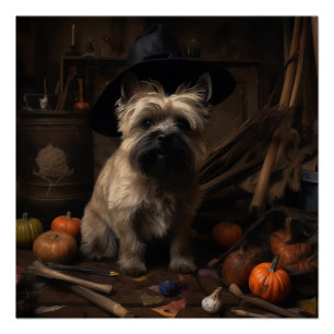 Pôster Cairn Terrier Abóboras Dia das Bruxas Assustador