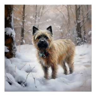 Pôster Cairn Terrier Deixe Nevar Natal