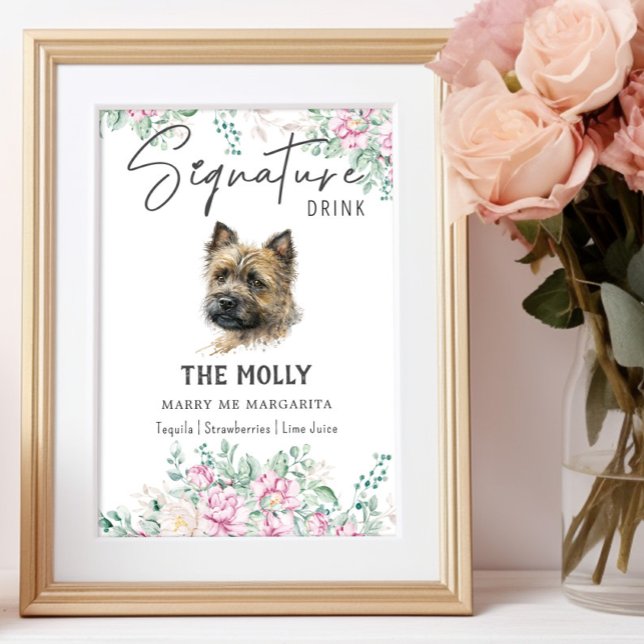 Poster Cairn Terrier Dog Signature Drink Sign (Criador carregado)