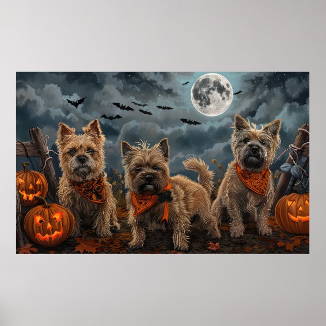 Poster Cairn Terrier Halloween Assustador (Frente)