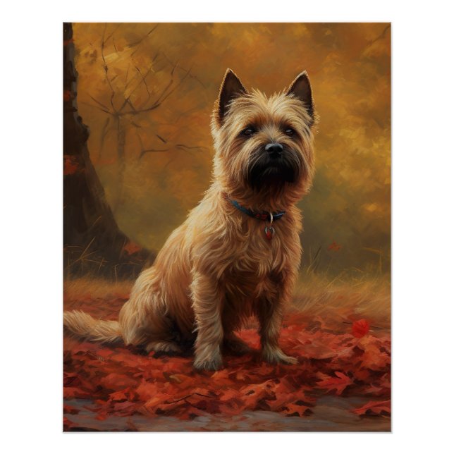 Pôster Cairn Terrier no outono deixa cair inspiração (Frente)