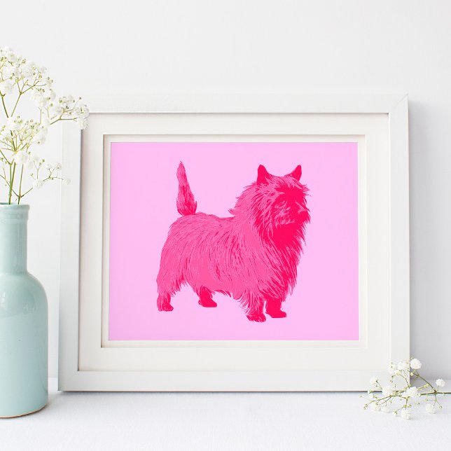 Pôster Cairn Terrier Rosa Estilo Moderno (Modern Style Pink Cairn Terrier Poster)