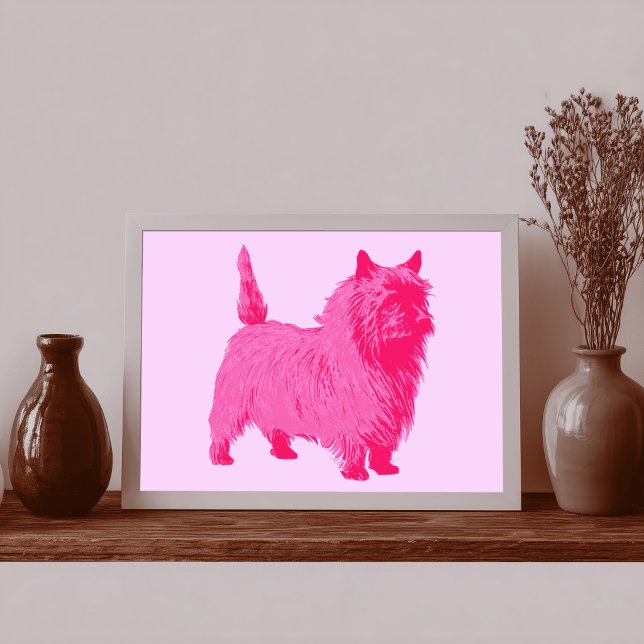 Pôster Cairn Terrier Rosa Estilo Moderno (Modern Style Pink Cairn Terrier Poster)