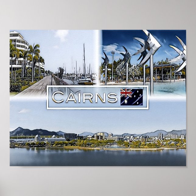 Poster Cairns - Queensland - Austrália - Mosaico - (Frente)