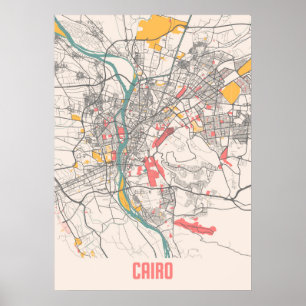 Poster Cairo - Mapa da Cidade do Chalk no Egito