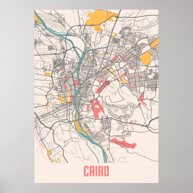 Poster Cairo - Mapa da Cidade do Chalk no Egito (Frente)