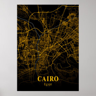 Poster Cairo - Mapa da Cidade Dourada do Egito