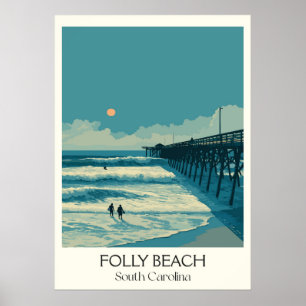 Poster Cais de Folly Beach Carolina do Sul