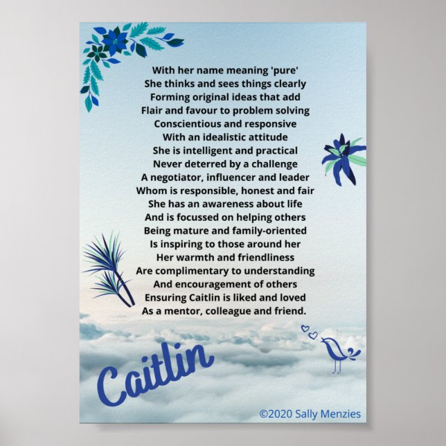 Poster "Caitlin" Name Poem (Frente)