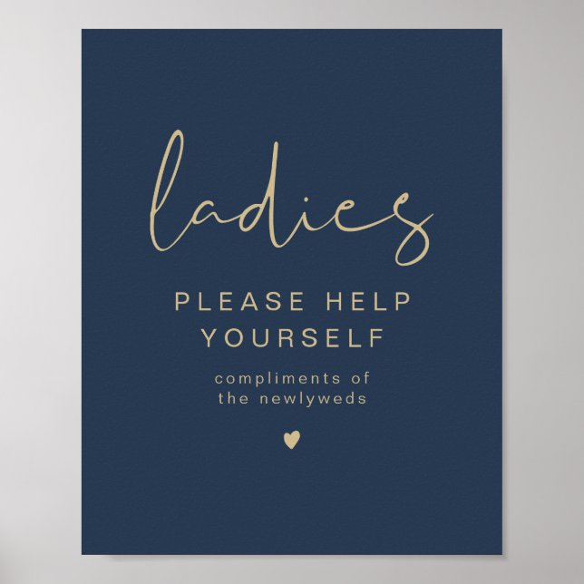 Poster CAITLIN Navy & Gold Ladies Bathroom Toiletry  (Frente)