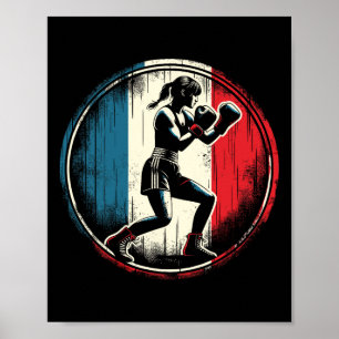 Poster Caixa com Bandeira da França - Kickboxing Feminino