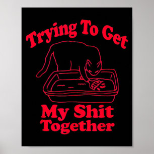 Poster Caixa de Areia Cheia Humor de Gato Meme Divertido